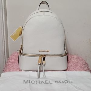 White Michael Kors Rhea Zip Small Backpack